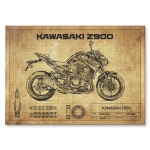 Plakat metalowy "Motocykl Kawasaki Z900"