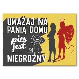 Plakat metalowy "Uważaj na panią - PIES"