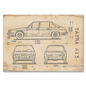 Plakat metalowy "Samochód Tatra 613 Retro"