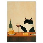 Poster metalowy "Kot i wino"