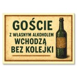 Poster metalowy "Goście z alkoholem (poziomo)"