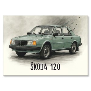 Plakat metalowy "Samochód Skoda 120"