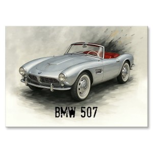 Plakat metalowy "Samochód BMW 507"
