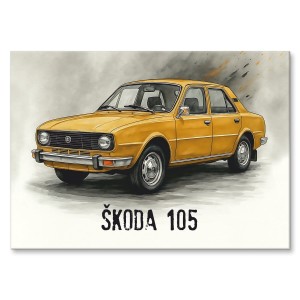 Plakat metalowy "Samochód Skoda 105"