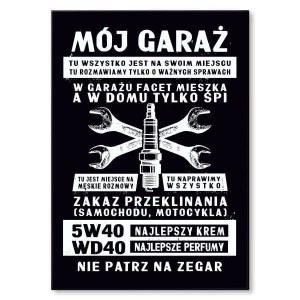 Plakat metalowy "Garaż świeca black"