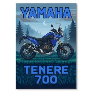 Plakat metalowy "Motocykl Yamaha Tenere 700 Retro Pixel Art"