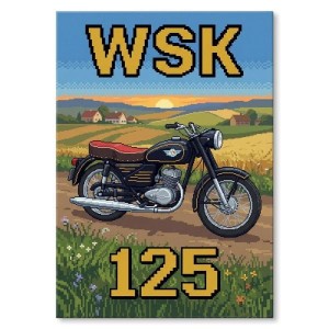 Plakat metalowy "Motor WSK 125 Retro Pixel Art"