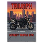 Plakat metalowy "Motor Triumph Street Triple 675 Retro Pixel Art"
