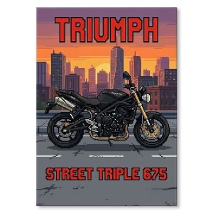 Plakat metalowy "Motor Triumph Street Triple 675 Retro Pixel Art"