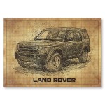 Plakat metalowy "Samochód Land Rover drawn"