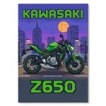 Plakat metalowy "Motor Kawasaki Z650 Retro Pixel Art"