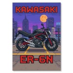 Plakat metalowy "Motor Kawasaki ER-6N Retro Pixel Art"
