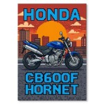 Plakat metalowy "Motor Honda CB600F Hornet Retro Pixel Art"