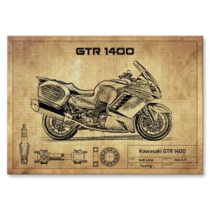 Plakat metalowy "Motocykl Kawasaki GTR 1400"