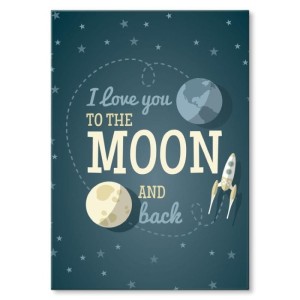 Plakat metalowy "I love you to the moon and back - Kocham jak na księżyc"
