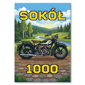 Plakat metalowy "Motor CWS Sokół 1000 Retro Pixel"