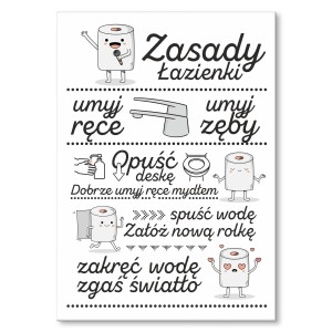 Plakat metalowy "Zasady łazienki"