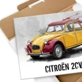Citroen-2CV-plakat-metalowy-z-pudelkiem.webp
