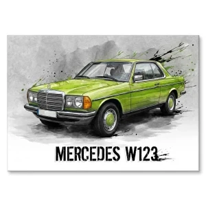 Plakat metalowy "  Mercedes W123 Coupe"