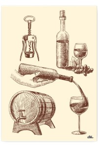 Plakat metalowy "Wine set"