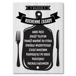 Plakat metalowy "Kuchenne zasady"
