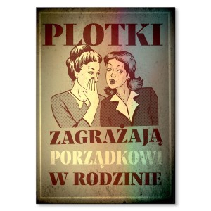 Plakat metalowy "Plotki"