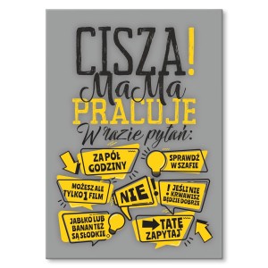 Plakat metalowy "Mama pracuje"