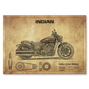 Plakat metalowy "Indian Scout Bobber"