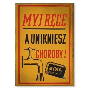 Plakat metalowy "Myj ręce"