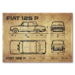 Plakat metalowy "Fiat 125p Drawing"