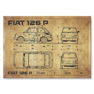 Plakat metalowy "Fiat 126p Drawing"