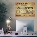 Blacha Metalowa - VW Golf GTI drawing L 2.jpg