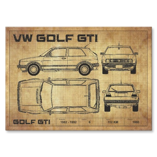 Blacha Metalowa - VW Golf GTI drawing.jpg