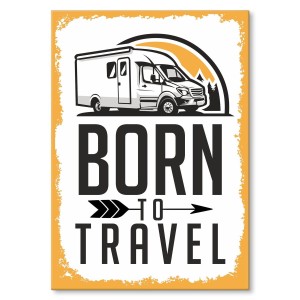 Plakat metalowy "Born to travel"