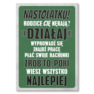 Plakat metalowy "Nastolatku"