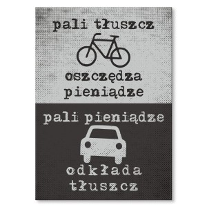 Plakat metalowy "Rower vs. Samochód"