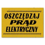 Plakat metalowy "Oszczędzaj prąd elektryczny"