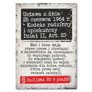 Plakat metalowy "Kodeks rodzinny"