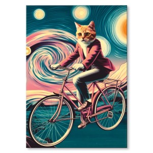 Plakat metalowy "Kot na rowerze"
