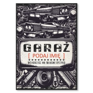 Plakat metalowy "Garaż z imieniem"