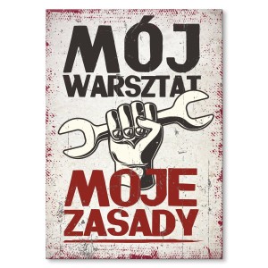 Plakat metalowy "Warsztat - Zasady"