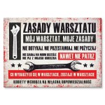 Plakat metalowy "Zasady warsztatu (poziomo)" 