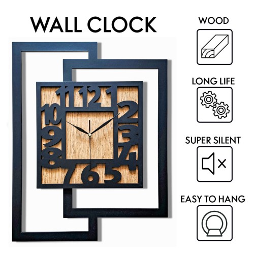 Dekoracyjny zegar do wnetrz typu loft geometryczny 44x56 cm