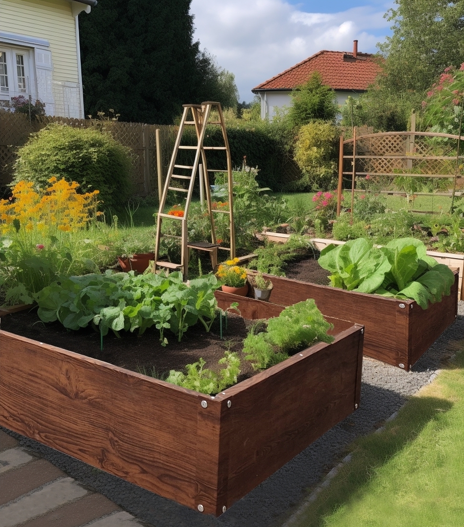 Podwyższona grządka z imitacją drewna 60 x 80 cm